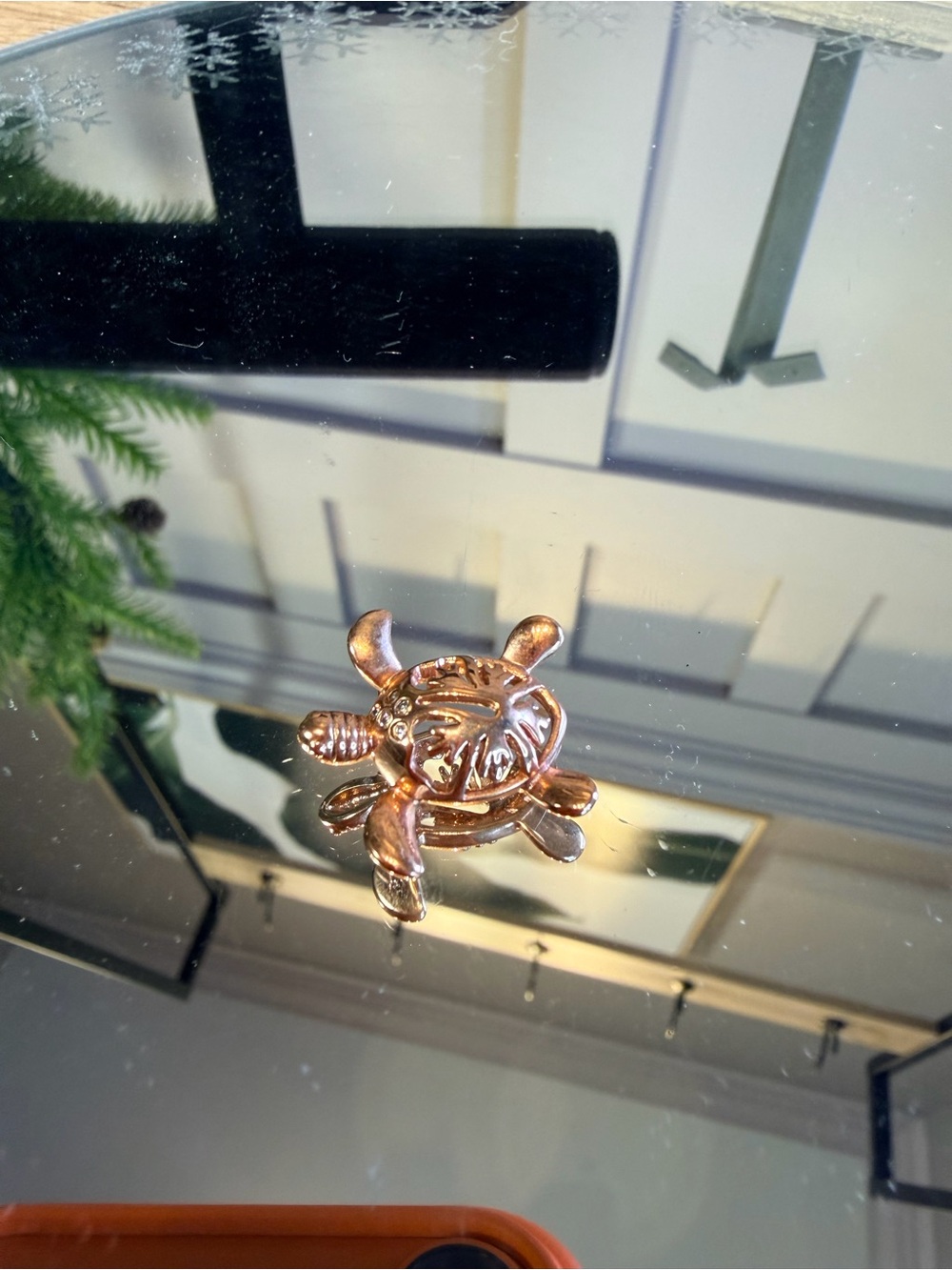 ROSE GOLD PLATED BRASS HAWAIIAN HONU SEA TURTLE HIBISCUS CZ SLIDE PENDANT 20mm